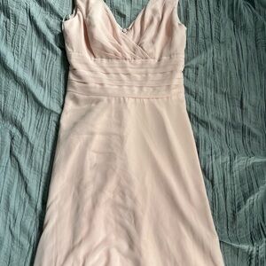 David's Bridal Pink Sheath Dress V-Neck Sleeveless